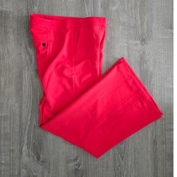 Halston Lipstick Red High Rise Wide Leg Pleated Pants Size 8 - Picture 7 of 7